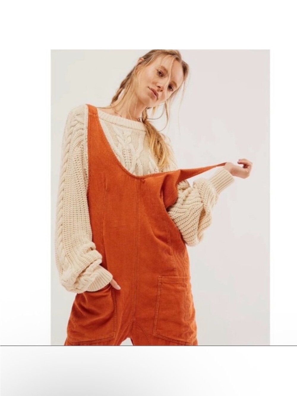We the free orange med relaxed fit jumpsuit